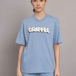 GRIFFEL Blue Printed T-Shirt With Shorts-image-76