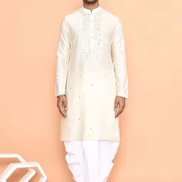 Arihant Rai Sinha Men Ethnic Motifs Embroidered Regular Thread Work Kurta with Dhoti Pants-6