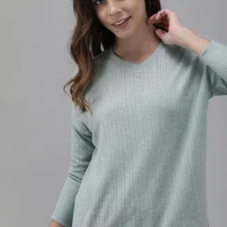 Van Heusen V-Neck Full Sleeve Lounge T-Shirt-image-21