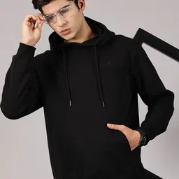 BLACK BUCK Men Black Hooded Sweatshirt-image-97