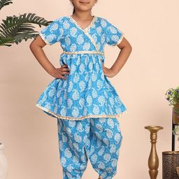Cutiekins Girls Paisley Printed V-Neck Gotta Patti A-Line Kurta With Dhoti Pants-picture-23