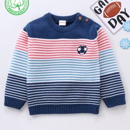 Babyhug 100% Organic Cotton Full Sleeves Pullovers Striped - Multicolour-image-52
