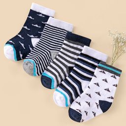 Cutewalk By Babyhug Anti Bacterial Ankle Length Socks Stripes Design Pack Of 5- Multicolor-image-106