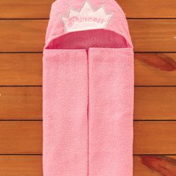 Babyhug Hooded Towel With Princess Embroidery - Pink-image-0