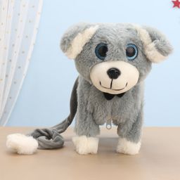 Aarohi Toys Musical Walking Kiki Dog Soft Toy Grey - Height 25 cm-28