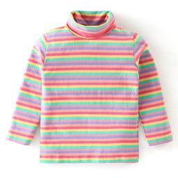 Babyhug Cotton Knit Full Sleeves Skivi T-Shirt Striped - Pink-image-44