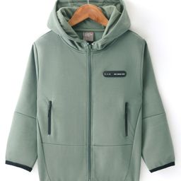 Little Kangaroos Full Sleeves Hooded Jacket with Patch & Pockets - Pista Green-image-75