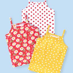 Babyhug 100% Cotton Sleeveless Slips Pack of 3 - Red & Yellow-image-32