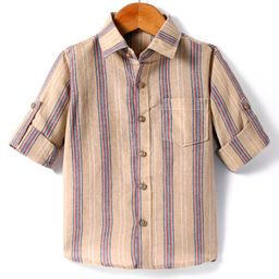 Rikidoos Full Sleeves Striped Shirt - Beige-picture-15
