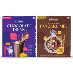 PRO-TO-GROW Fitbhim chocobanana Combo: Pancake Mix & Chocolate Drink for Growth & Energy - 250g & 300g-0