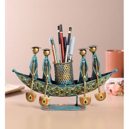 HABEREINDIA Vintage Pen Holder Table Decor for Office | Designer Pen Pencil Holder | Gifting Desk Organiser - Multi-image-21