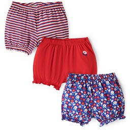 Pine Kids Cotton Elastane Knit Bloomers With Stripes & Floral Print Pack of 3 (Colour May Vary)-image-72
