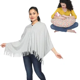 nene MultiPurpose Knitted Breastfeeding Shawl & Pillow Combo - Grey-picture-23