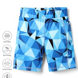 Pine Active Cycling Shorts With Abstract Print - Blue-image-8