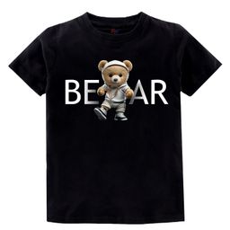 KAVEE Pure Cotton Half Sleeves Bear Printed Bio Washed Tee - Black-image-74