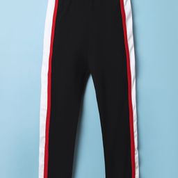 CrayonFlakes Cotton Knit Side Taped Leggings - Black-image-62