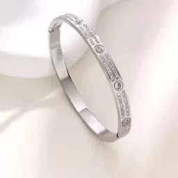 Designs & You Women Crystals Silver-Plated Bangle-Style Bracelet-image-85