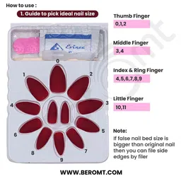 BEROMT Set Of 16 Jelly Stick On Printed Nails With Filer, Cuticle Stick, Swab & Glue image 4