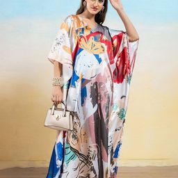 LABEL AARNA Fiery Blaze Soft Satin Women Dress Kaftan-image-70