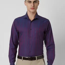 Van Heusen Men Spread Collar Tartan Checked Cotton Party Shirt-picture-56