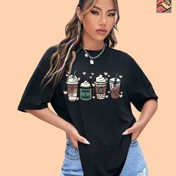 Dreambe Women Floral 2 Printed V-Neck Extended Sleeves T-shirt-image-99