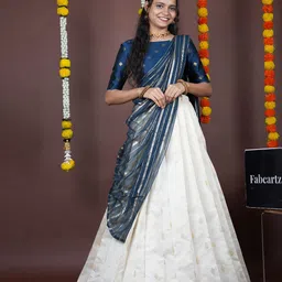 Fabcartz Embroidered Silk Semi-Stitched Lehenga & Unstitched Blouse With Dupatta-picture-24