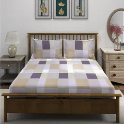 SWAYAM Ananda Purple Printed Pure Cotton 210 TC King Bedsheet Set 2.74 x 2.74m-image-39