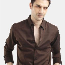 The Collection Checked Spread Collar Long Sleeves Classic Slim Fit Cotton Shirt-image-46