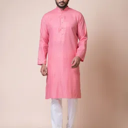 Nawaz's Mandarin Collar Cotton Silk Straight Kurtas-image-62