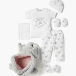 Juniors by Babyshop Infants 8-Pcs Printed Cotton Baby Apparel Gift Set-46