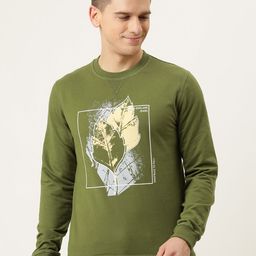 Peter England Casuals Men Olive Green Printed Sweatshirt-picture-11