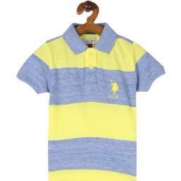 U.S. Polo Assn. Kids Neon Yellow & Blue Striped Polo T-Shirt-image-54