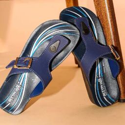 Aerowalk Women's Blue T-Strap Wedges-image-22