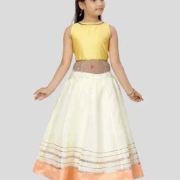 Aarika Kids Yellow & Cream Embroidered Lehenga Cholis-13