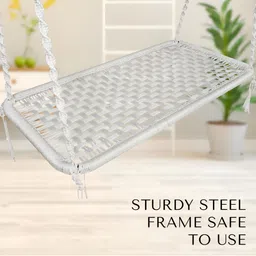 Swingzy White & Red Textured Hammock Swing With Cushion image 2