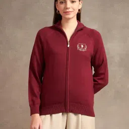 U.S. Polo Assn. Womens Red Pure Cotton Regular Fit Sweater-image-22