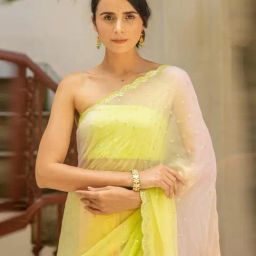 Geroo Jaipur Multicolor Hand Embroidered Mirror Work Chiffon Saree image 3