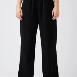Globus Women Black Mid Rise Drawstring Waist Workwear Korean Pants-image-24