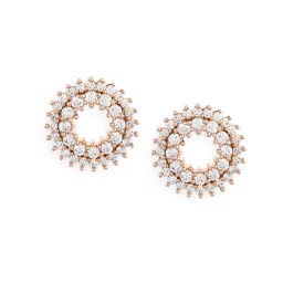 Zaveri Pearls Rose Gold Cubic Zirconia Hollow Circular Stud Earrings - ZPFK10688 image 4