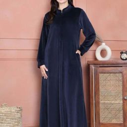 Secret Wish Navy Blue Solid Nighty-19
