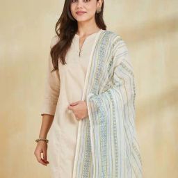 Fabindia Off White Regular Fit Printed Dupatta image 4