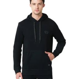 Van Heusen Sport Regular Fit Media Pocket All Weather Solid Hoodie - Black-14