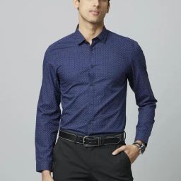 Celio* Navy Cotton Regular Fit Printed Shirt-image-97