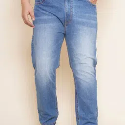 John Pride Light Blue Lightly Washed Regular Fit Plus Size Jeans-image-75