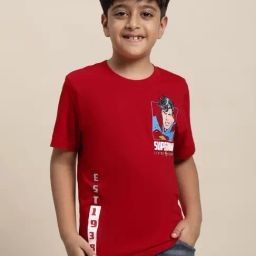 Kidsville Red Superman Print T-Shirt-image-4