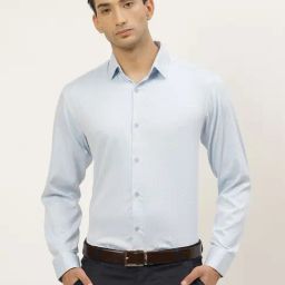 Sojanya Blue Cotton Regular Fit Self Pattern Shirt-image-87
