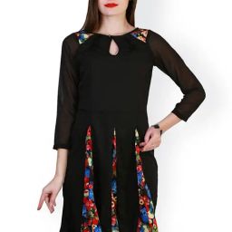 Belle Fille Black Floral Print Dress-image-94