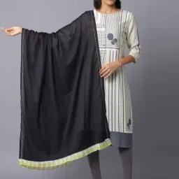 W Black Cotton Solid Dupatta-picture-15