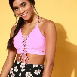 Da Intimo Pink Lace Up Bralette-image-83