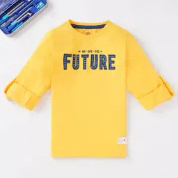 Ed-a-Mamma Kids Yellow Graphic Print Full Sleeves T-Shirt-image-92